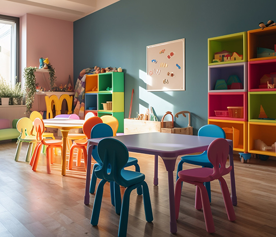 KinderHaus classroom with teacher and children